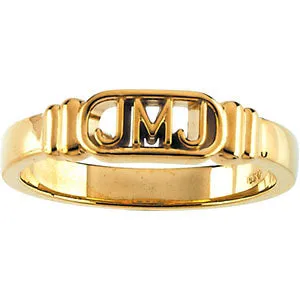 10k Yellow Gold Jesus, Mary and Joseph Ring Size 5