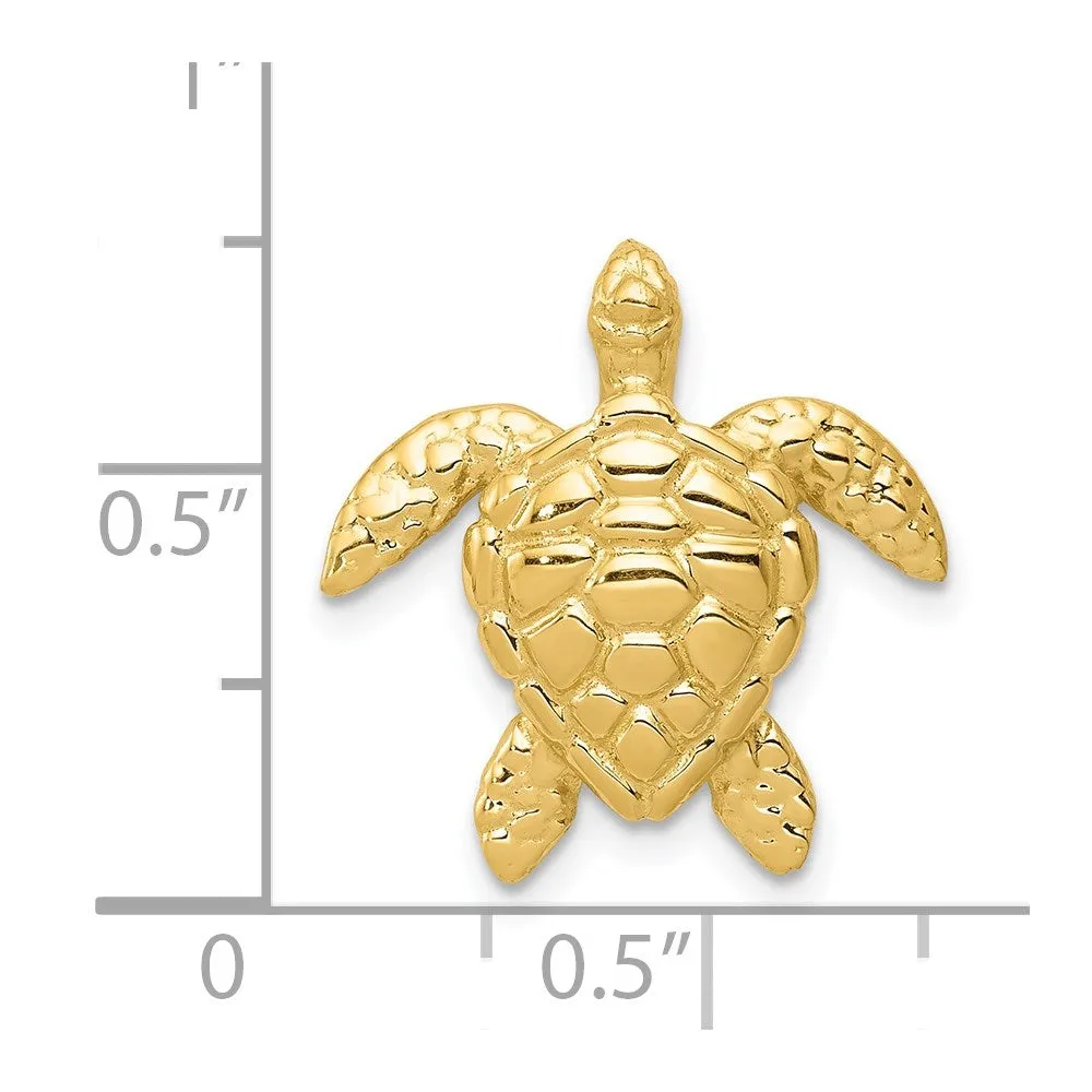 14k Polished Large Sea Turtle Chain Slide