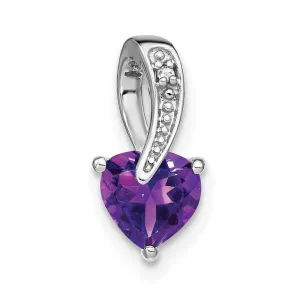 14k White Gold Amethyst and Diamond Heart Pendant