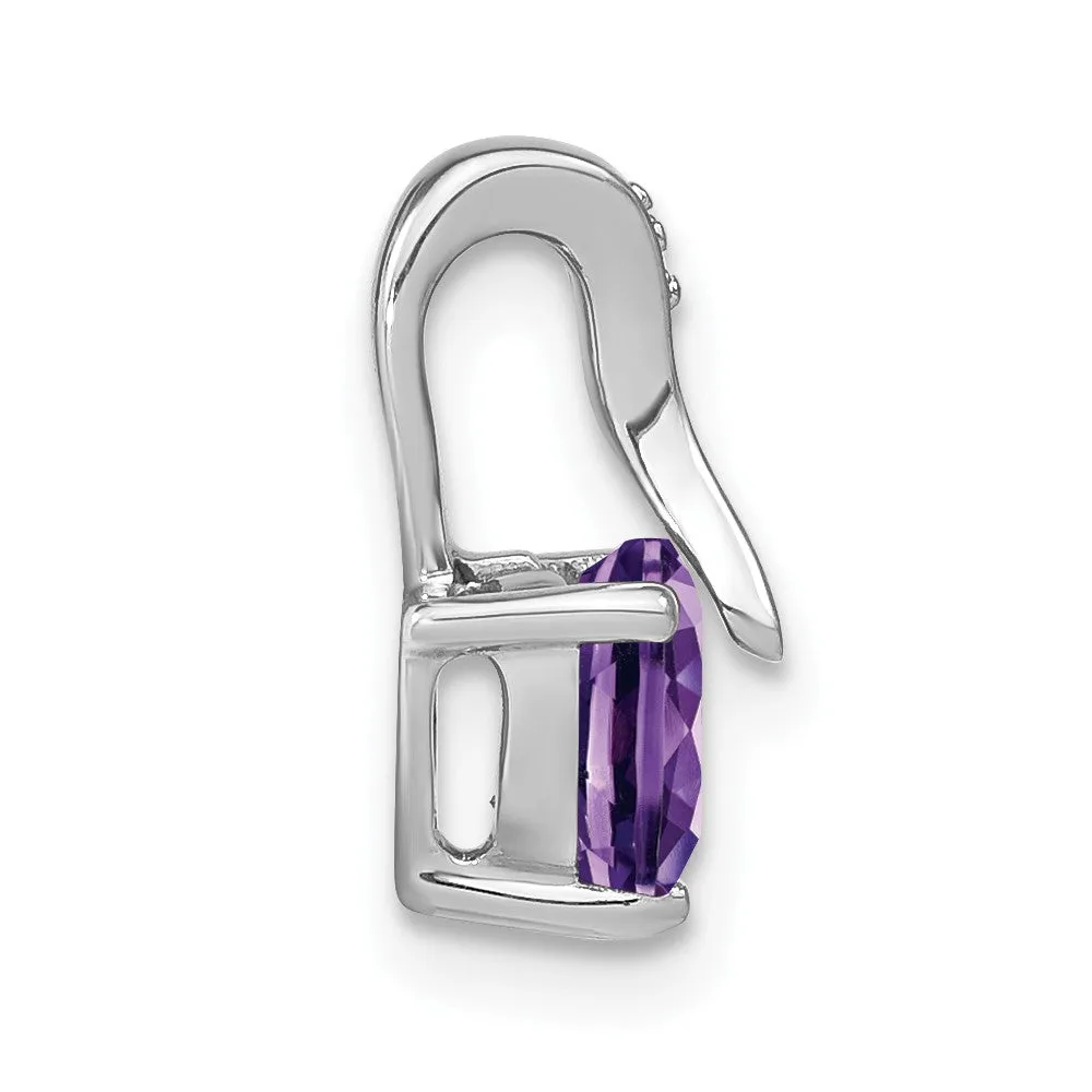 14k White Gold Amethyst and Diamond Heart Pendant