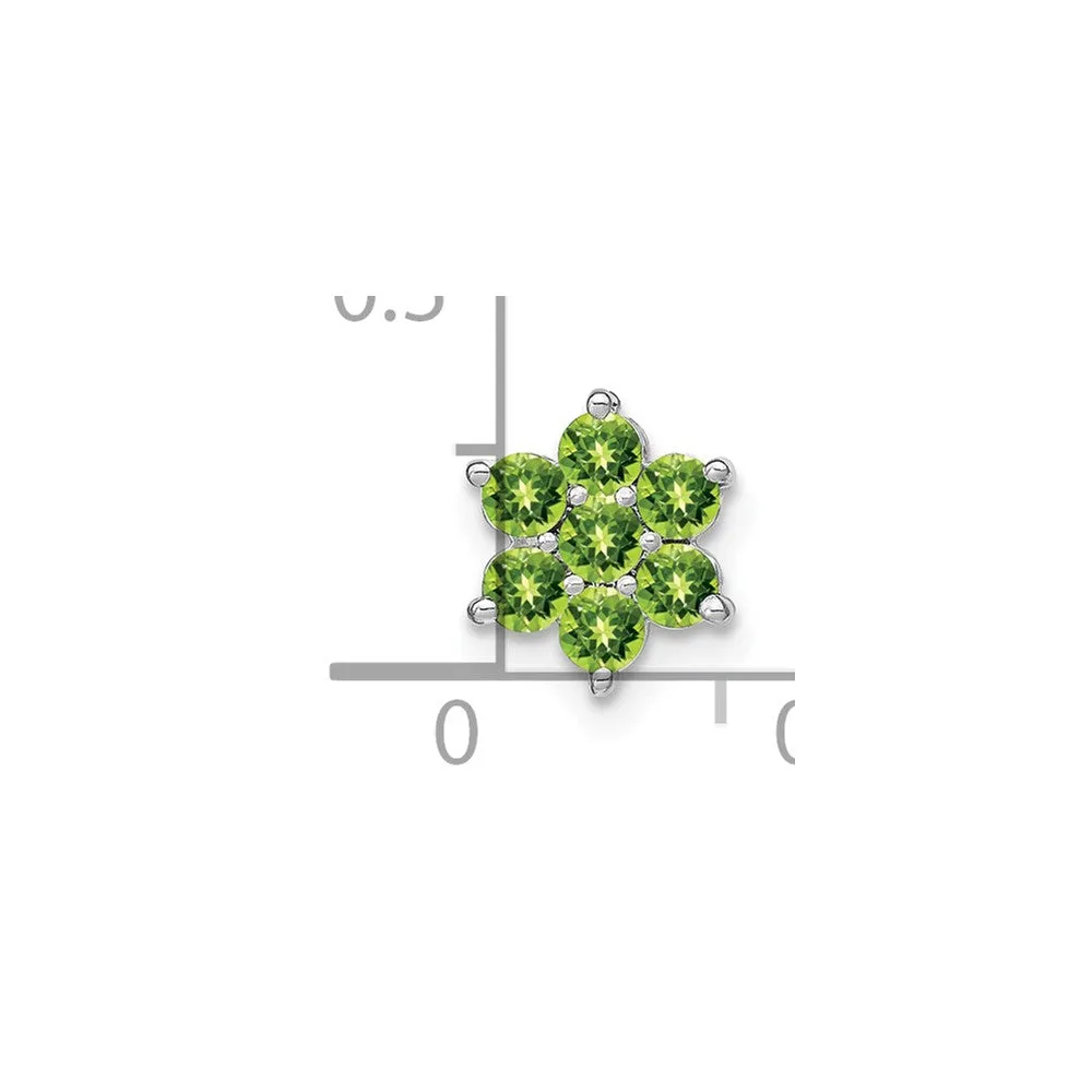 14k White Gold Cabochon Peridot Floral Chain Slide