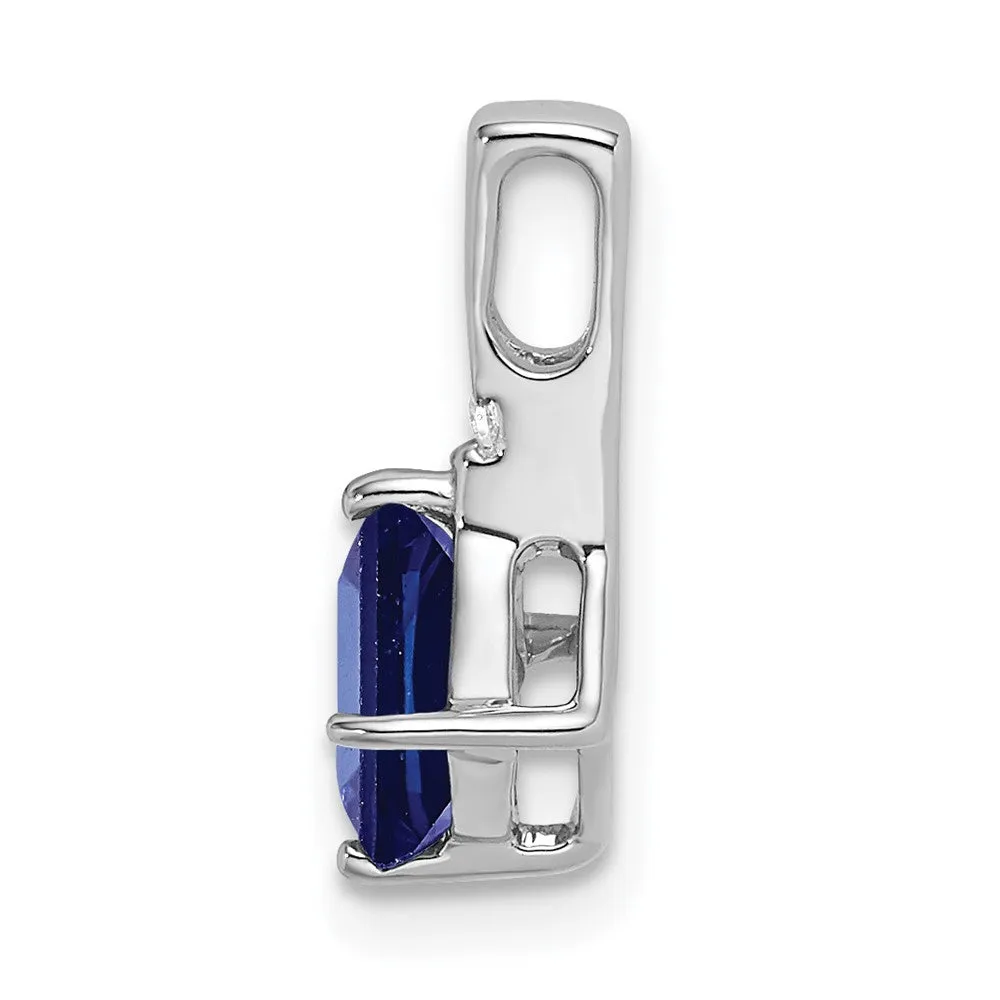 14k White Gold Cushion Sapphire and Diamond Pendant
