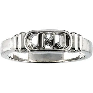 14k White Gold Jesus, Mary and Joseph Ring Ladies Size 8