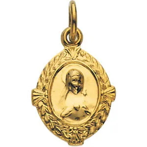 14k Yellow Gold 12x9mm Immaculate Heart of Mary Medal
