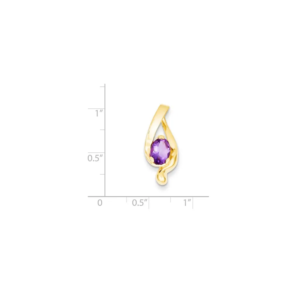 14k Yellow Gold 8x6mm Oval Amethyst slide