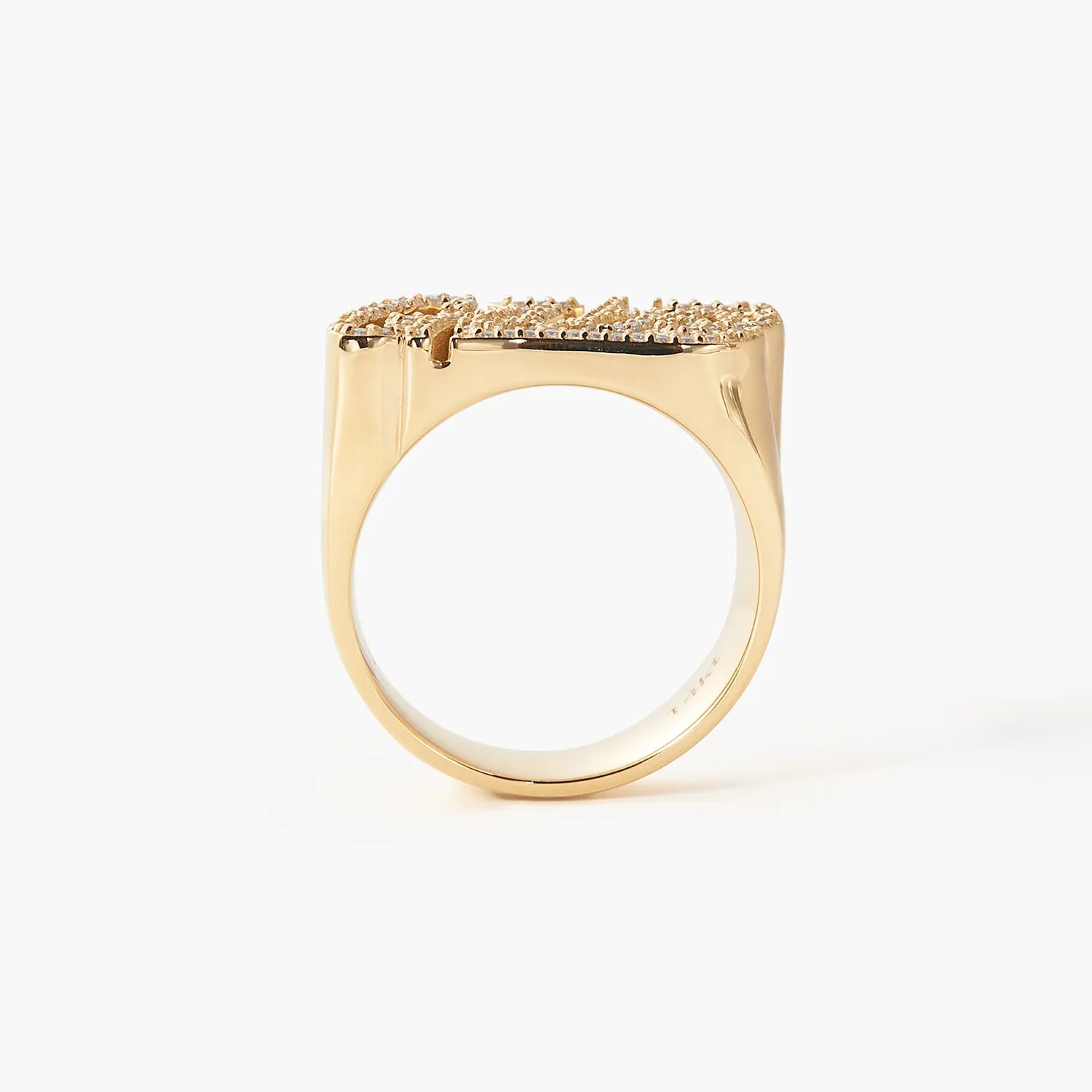 14K Yellow Gold Man Diamond 3D Name Ring