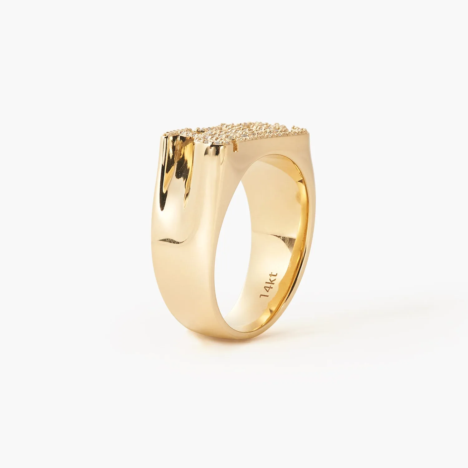 14K Yellow Gold Man Diamond 3D Name Ring