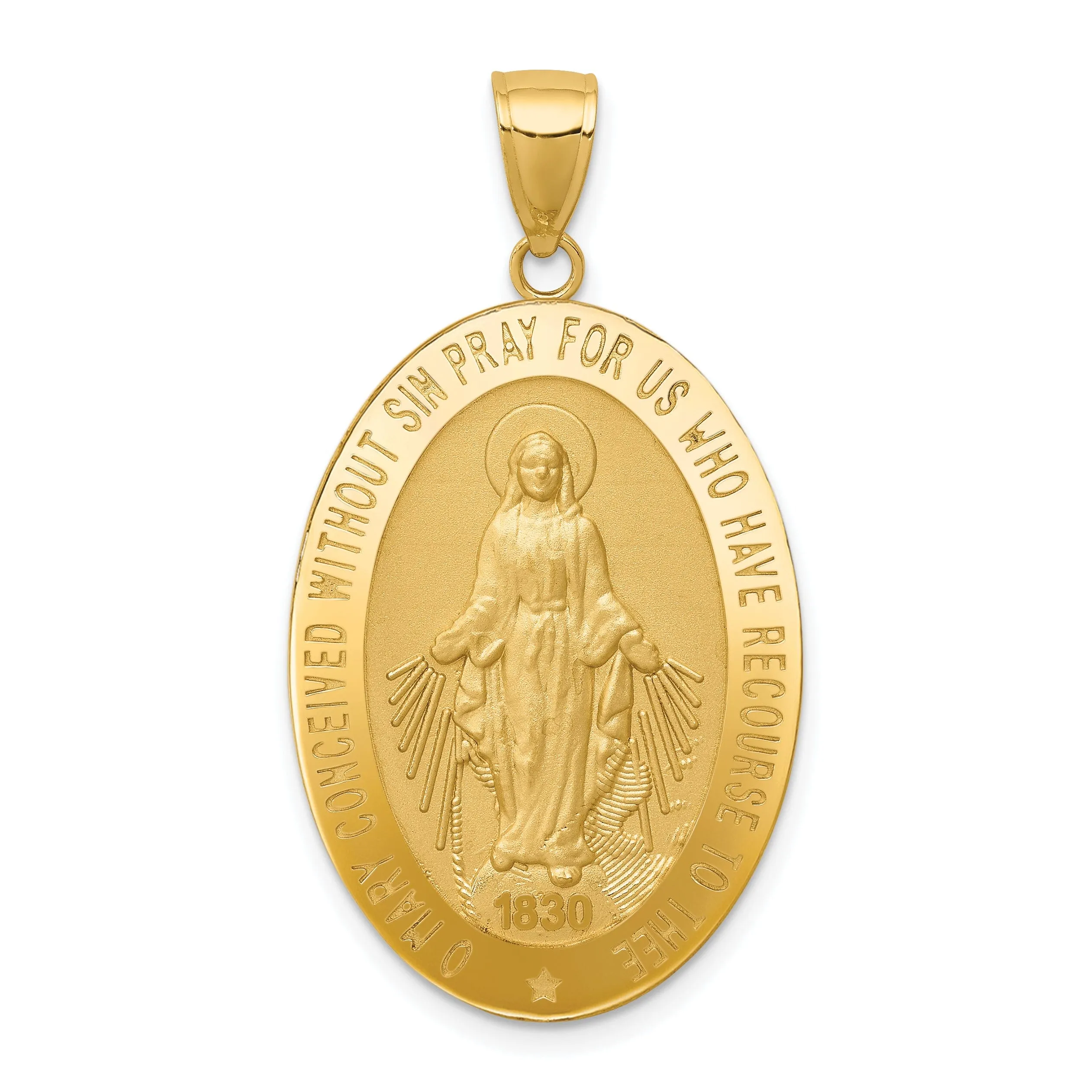14k Yellow Gold Miraculous Medal Pendant