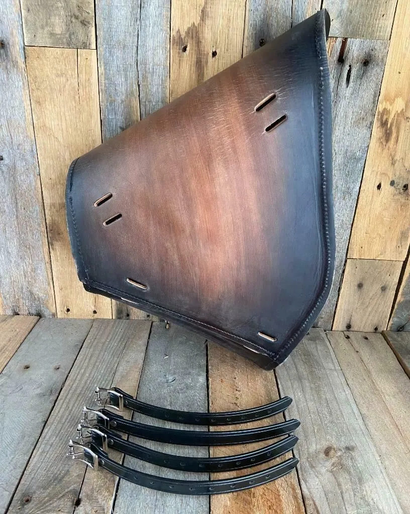 2000-2017 Harley Softail Ant Brn Leather Spring Seat Pad Mounting Kit Saddle Bag