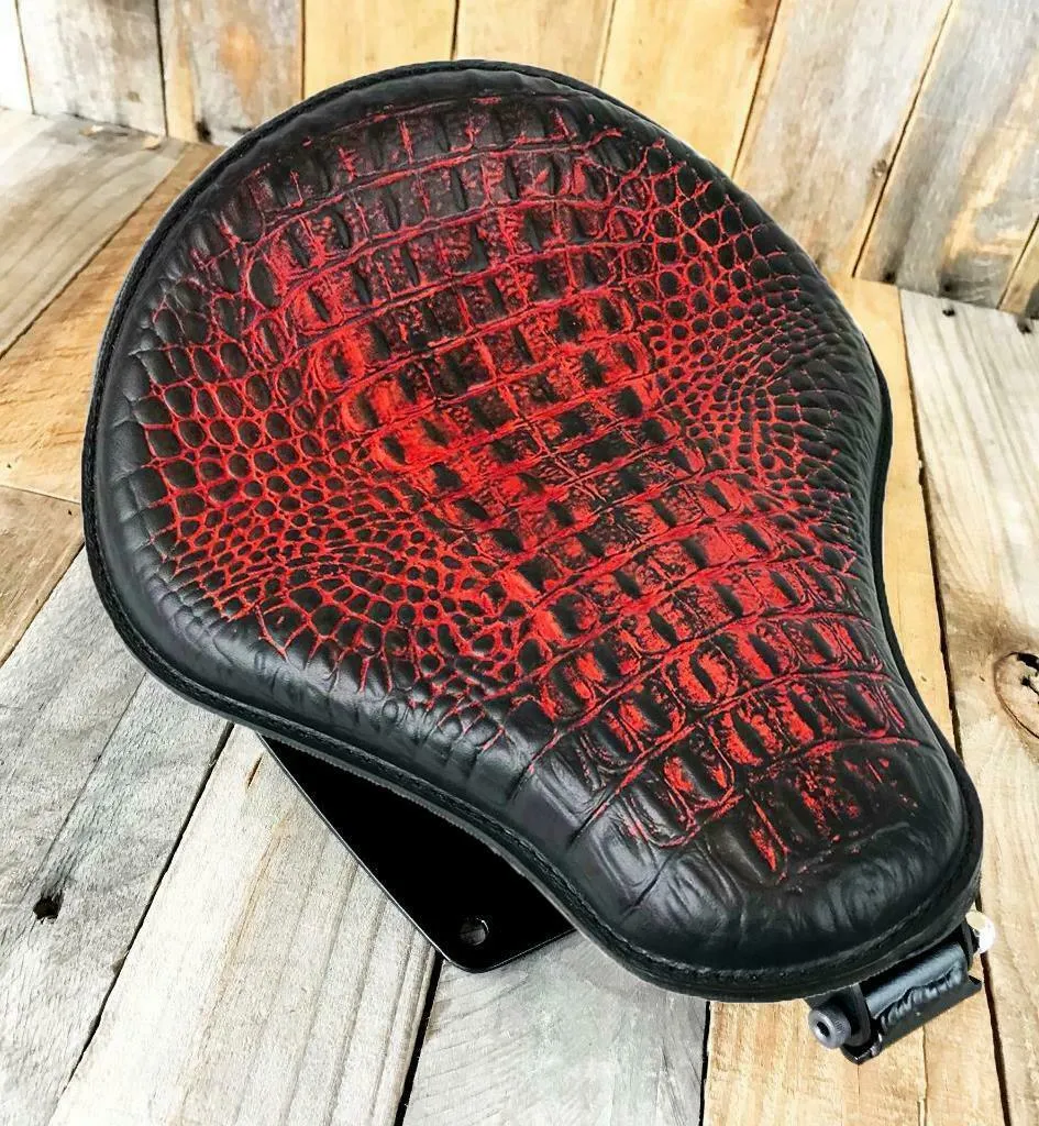 2006-2017 Harley Dyna Spring Seat Installation Kit Antique Red Alligator HS MRC