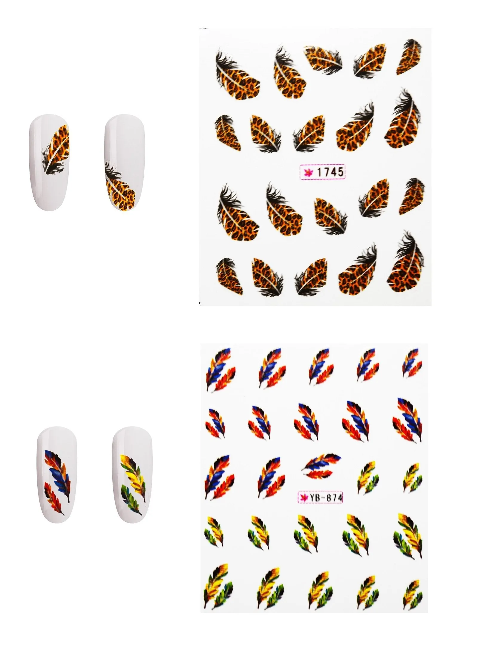 5 Sheets Nail Art Water Slide Decals Transfer Stickers