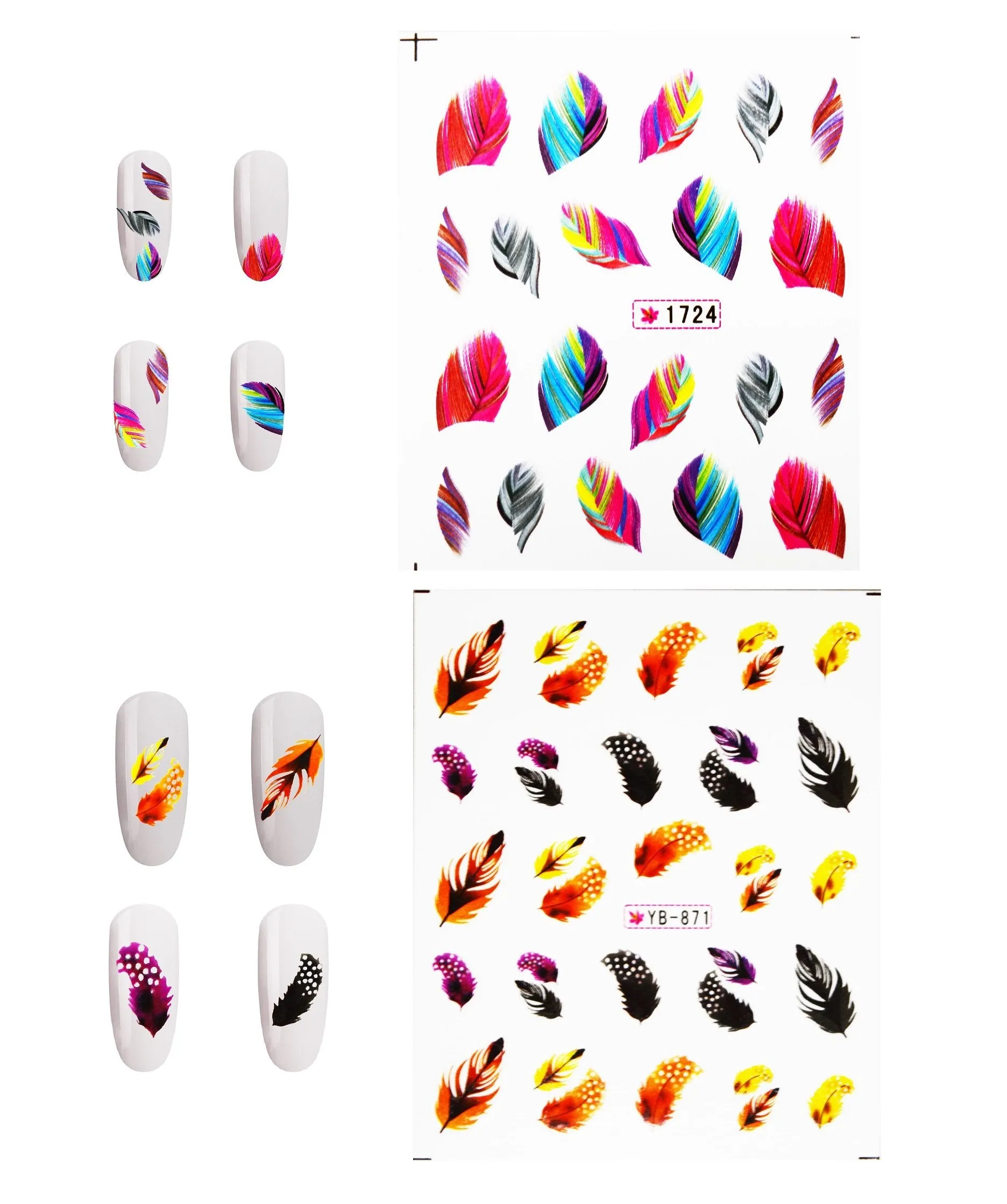 5 Sheets Nail Art Water Slide Decals Transfer Stickers