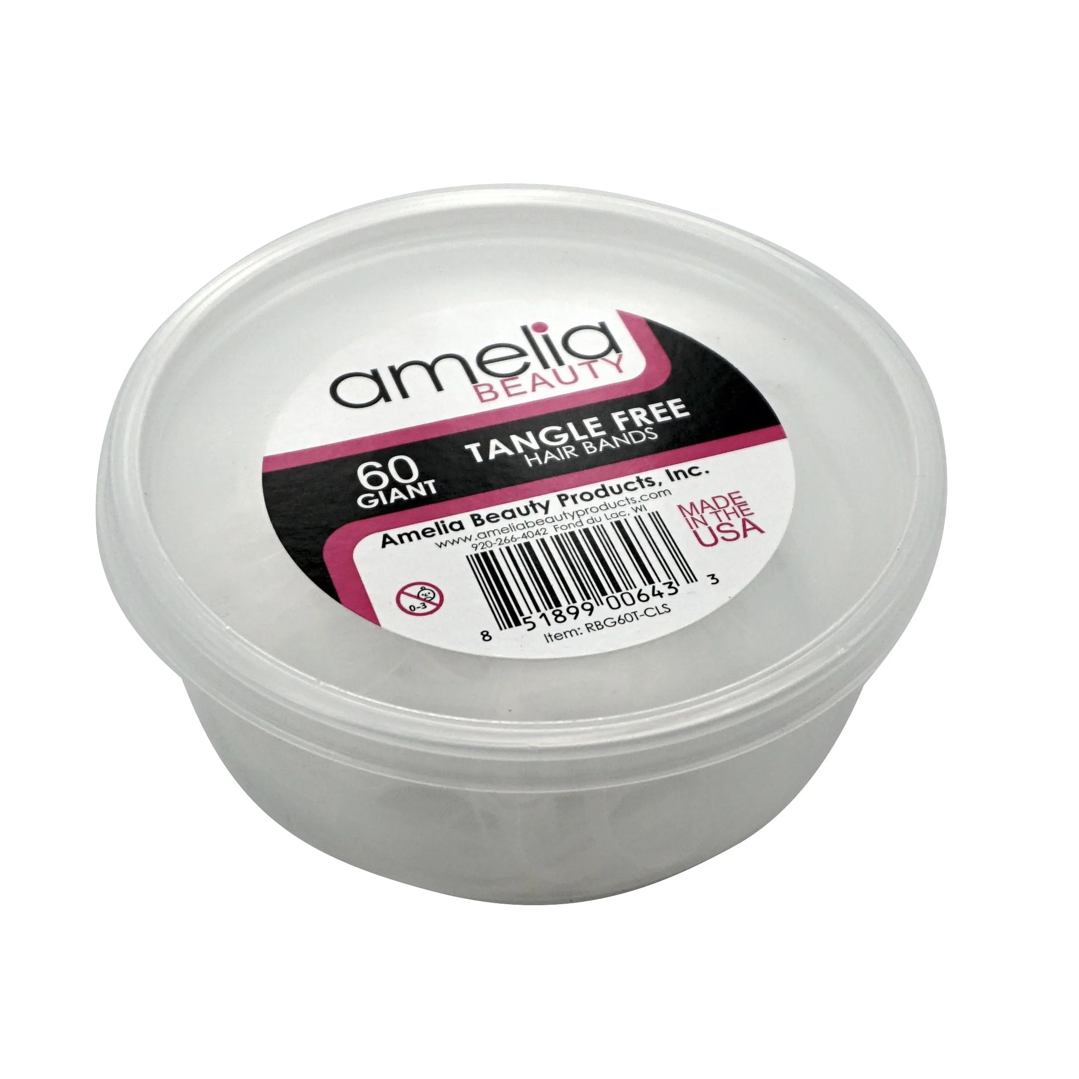 60, Clear, Giant Size, Tangle Free for Ponytails and Braids