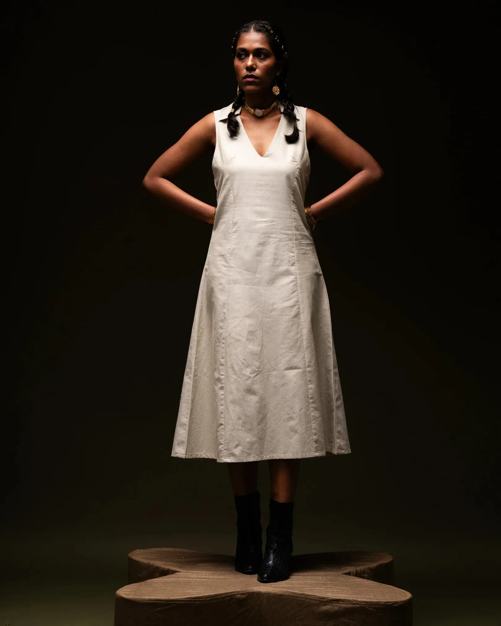 A Change | Collared A-line dress