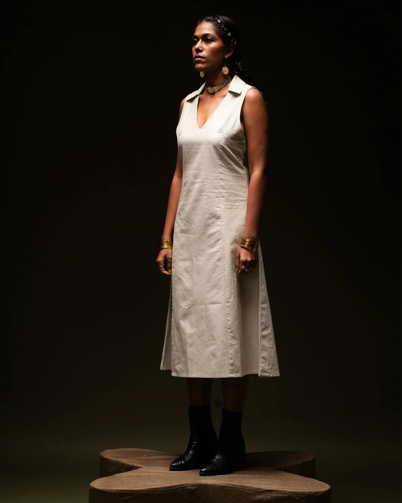A Change | Collared A-line dress