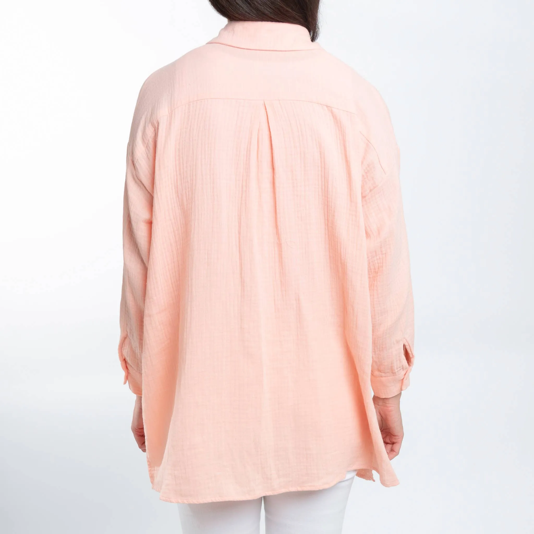 Aaliyah Gauze Long Sleeve Button Up Top