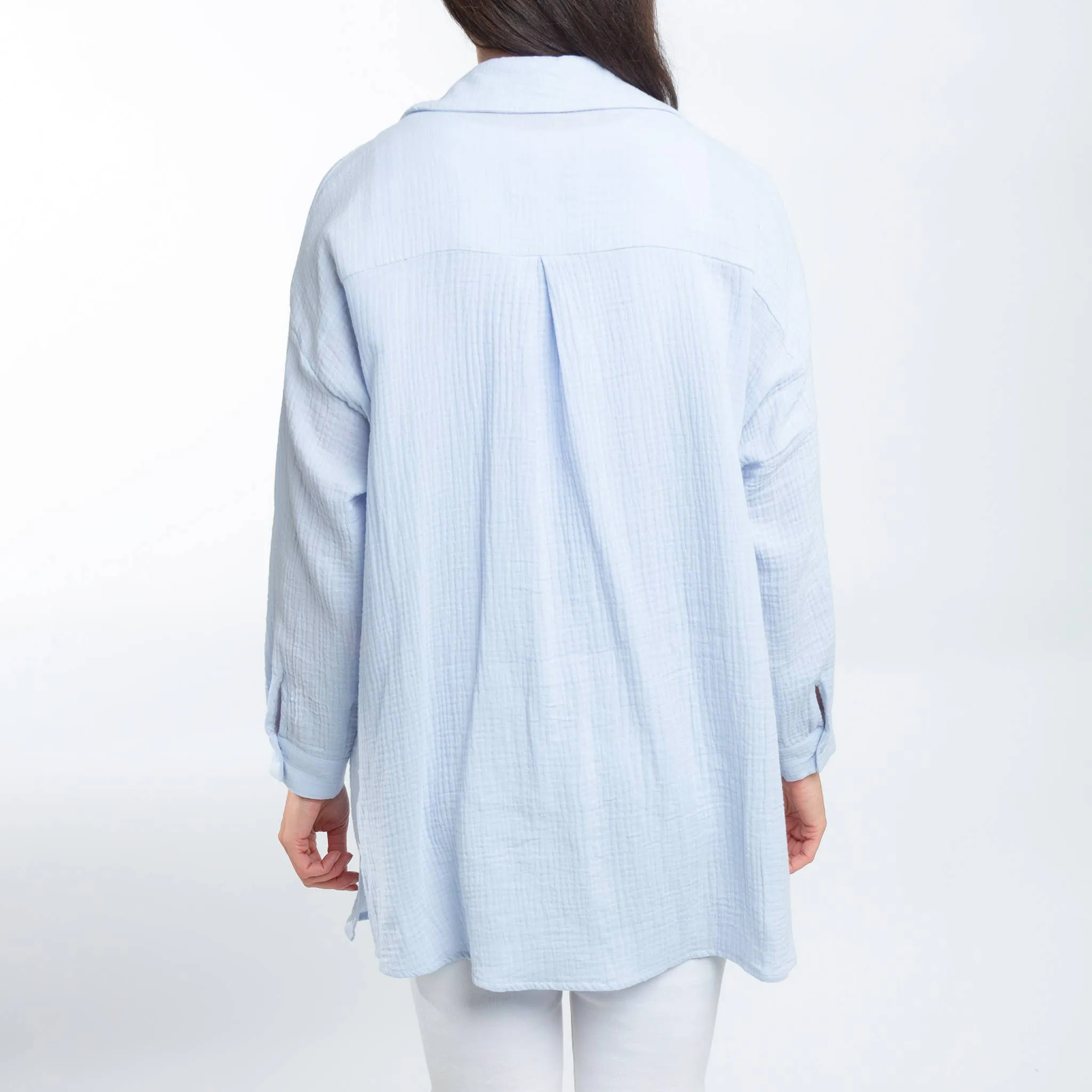 Aaliyah Gauze Long Sleeve Button Up Top