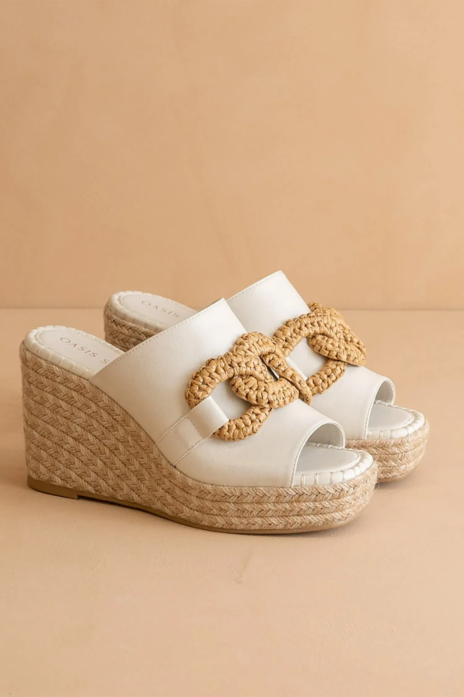 Aime Raffia Buckle Wedge