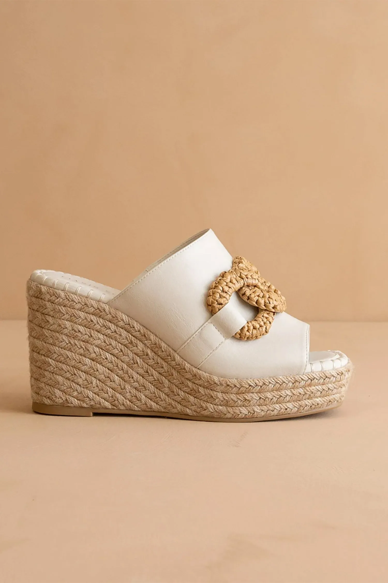 Aime Raffia Buckle Wedge
