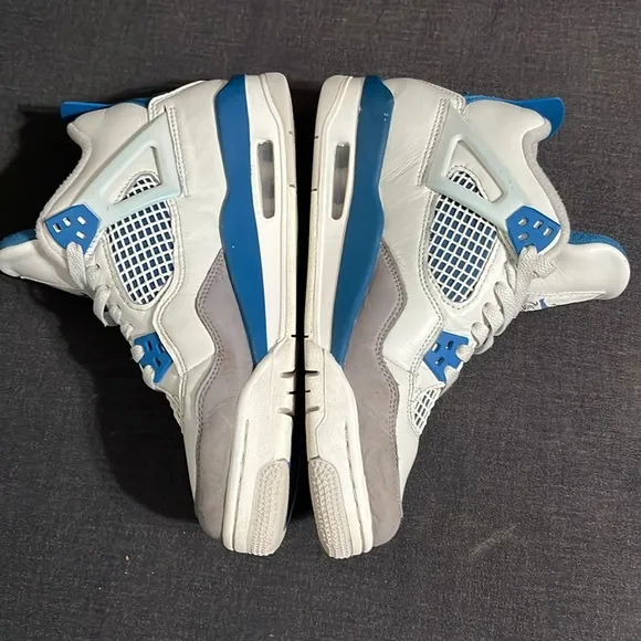 Air Jordan 4 Retro 2024 White and Blue Athletic Shoes Big Boys Size 6Y