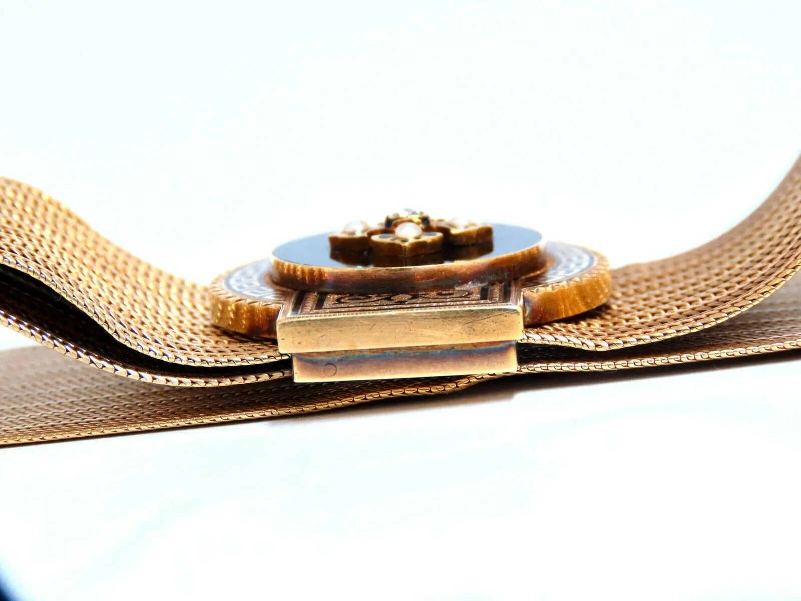 Antique European Slide Cuff Emblem Iconic Bracelet 14kt &Tassel Slide Adjustable