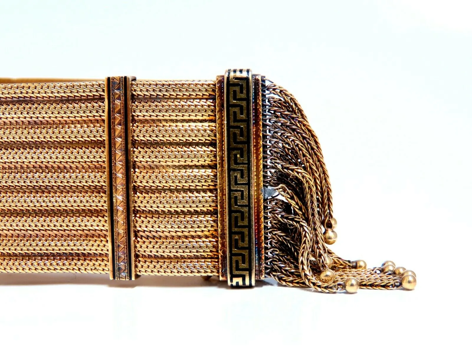 Antique European Slide Cuff Emblem Iconic Bracelet 14kt &Tassel Slide Adjustable