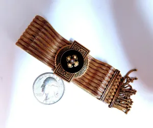Antique European Slide Cuff Emblem Iconic Bracelet 14kt &Tassel Slide Adjustable