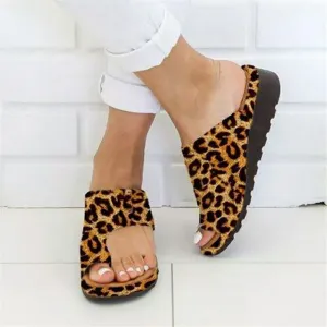 artificial leather Comfortable Platform wedge soft sandals big toe orthopedic corrector slippers 34-43
