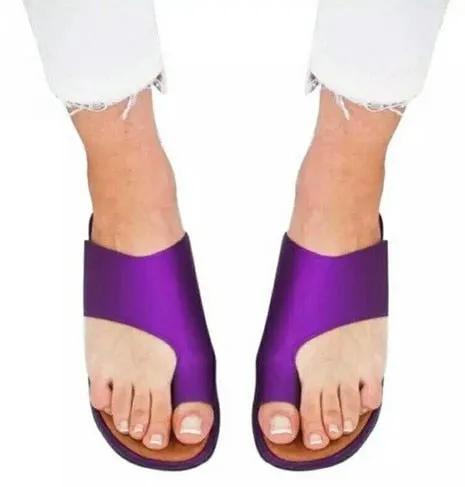 artificial leather Comfortable Platform wedge soft sandals big toe orthopedic corrector slippers 34-43