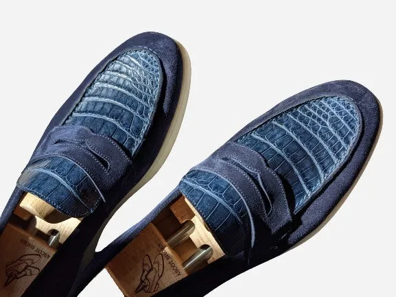 Ascot Sunseeker - Navy Blue Crocodile & Suede