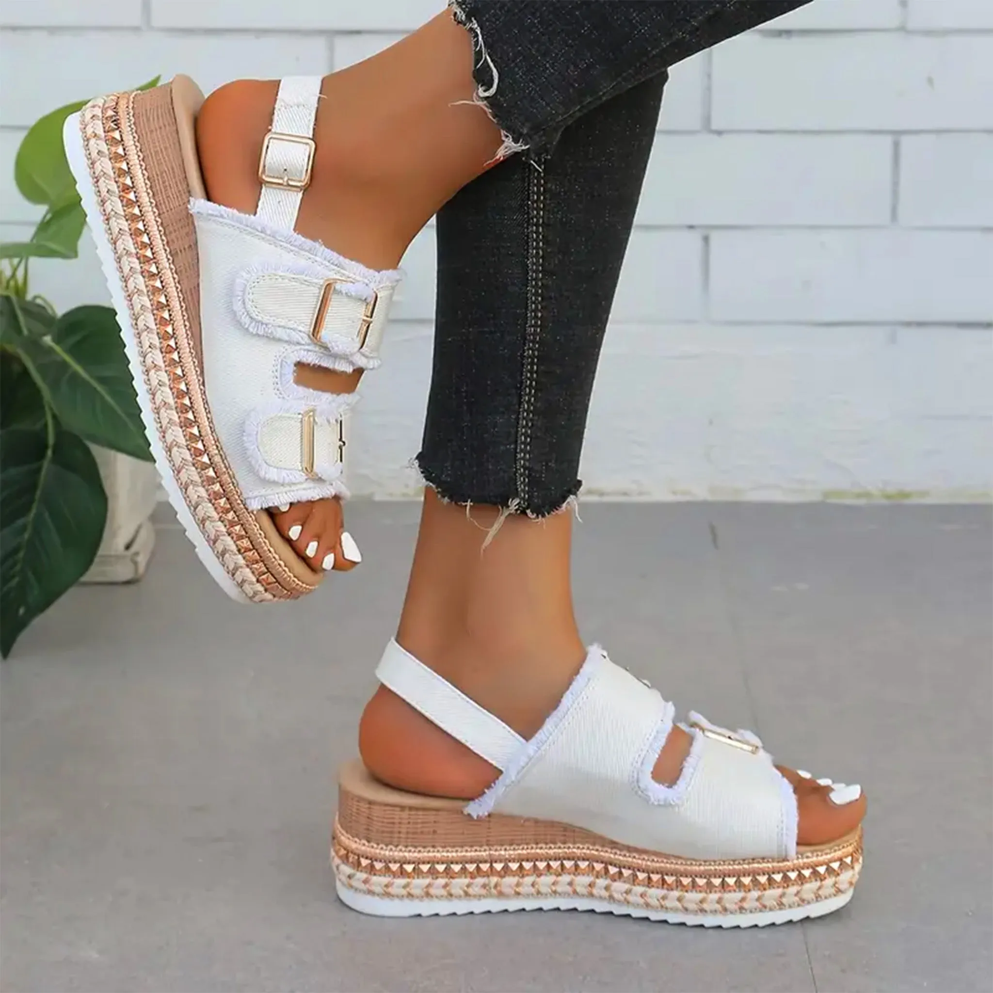 AYLA | Casual Denim Wedges