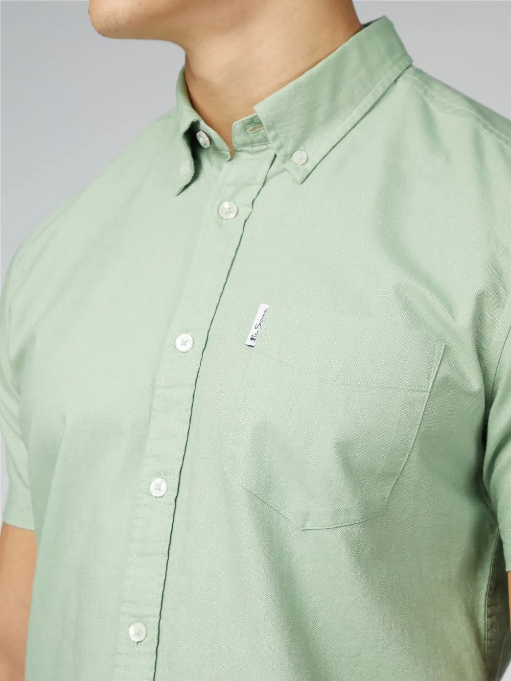 Ben Sherman Signature Oxford Short Sleeve Shirt For Mens (0065095) in Grass Green, 2XL-5XL