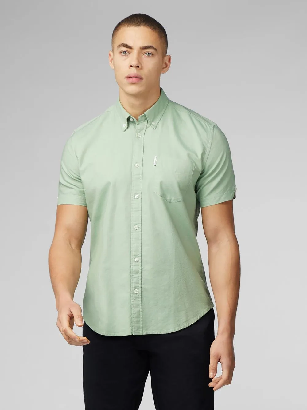 Ben Sherman Signature Oxford Short Sleeve Shirt For Mens (0065095) in Grass Green, 2XL-5XL
