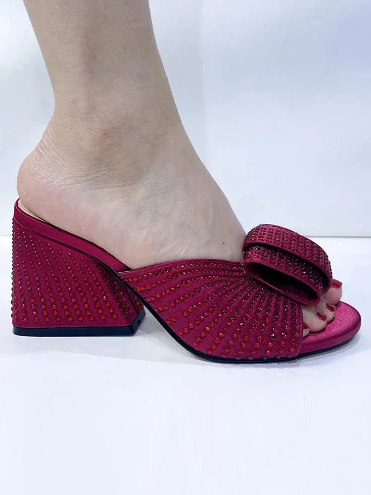 Black African Women's Round Toe High Heels Suitable for Wedding Party