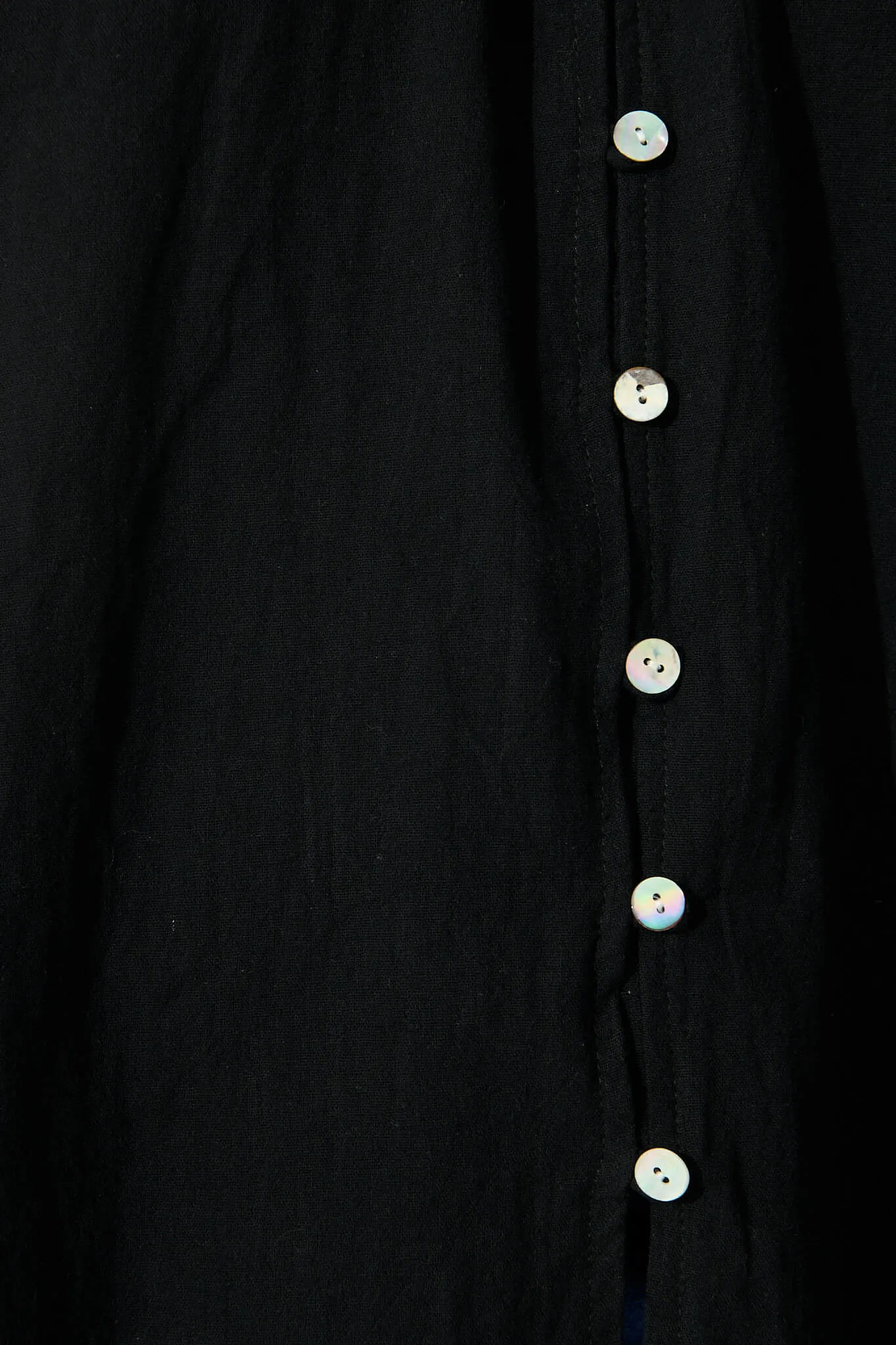Black Cotton Linen Lombard Blouse