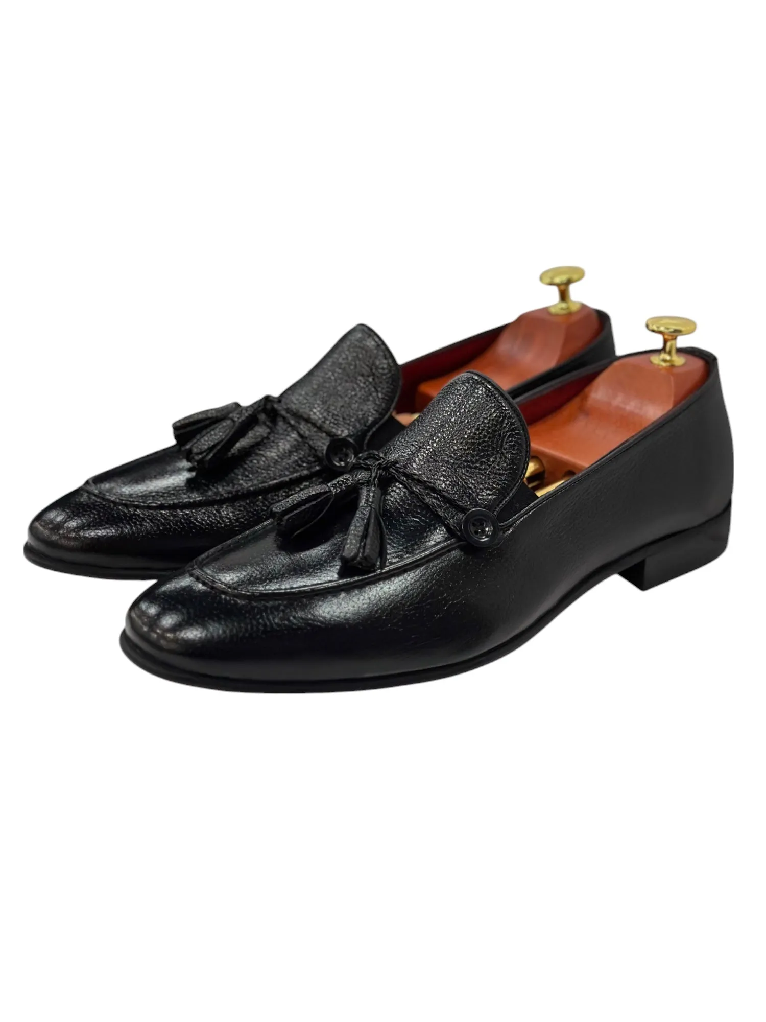 Black Istanbul Fashion by Raad Red Bottom Shoes With Black Rope-1508