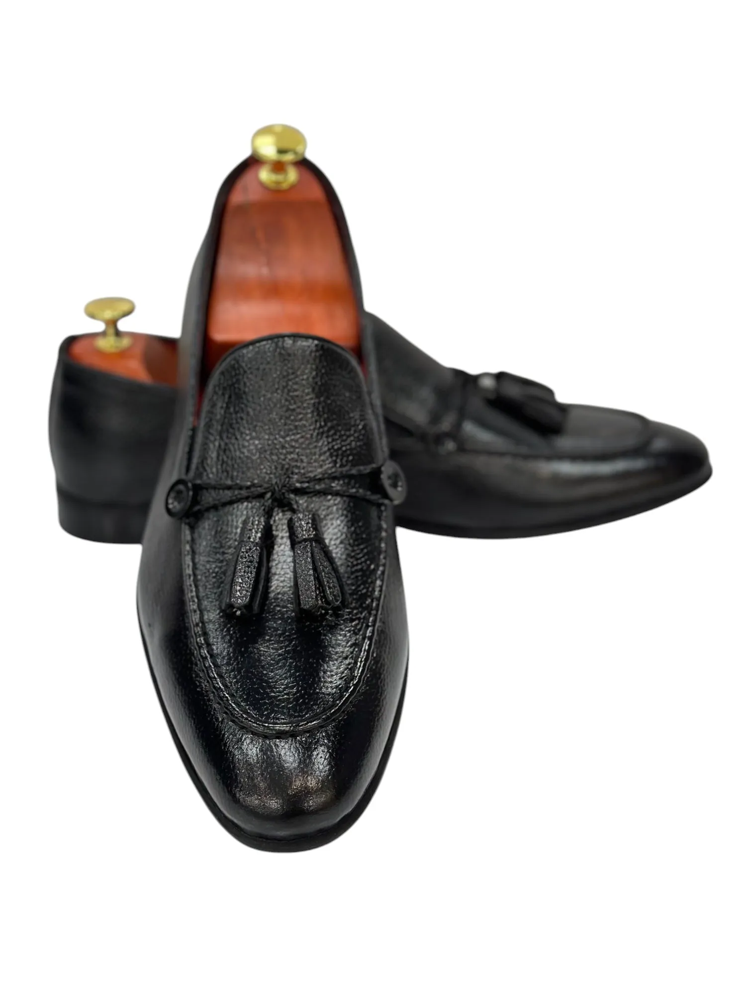 Black Istanbul Fashion by Raad Red Bottom Shoes With Black Rope-1508