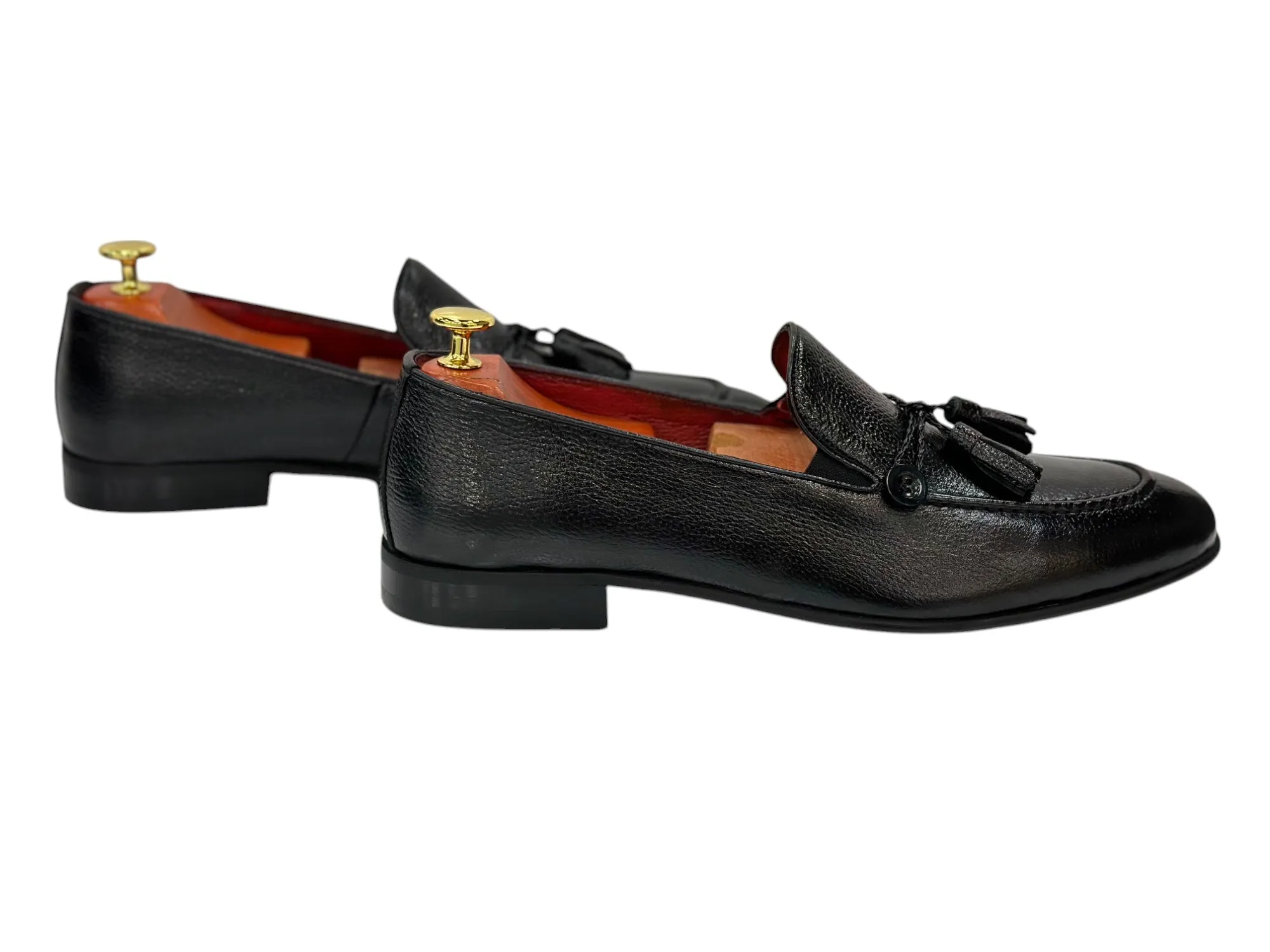 Black Istanbul Fashion by Raad Red Bottom Shoes With Black Rope-1508