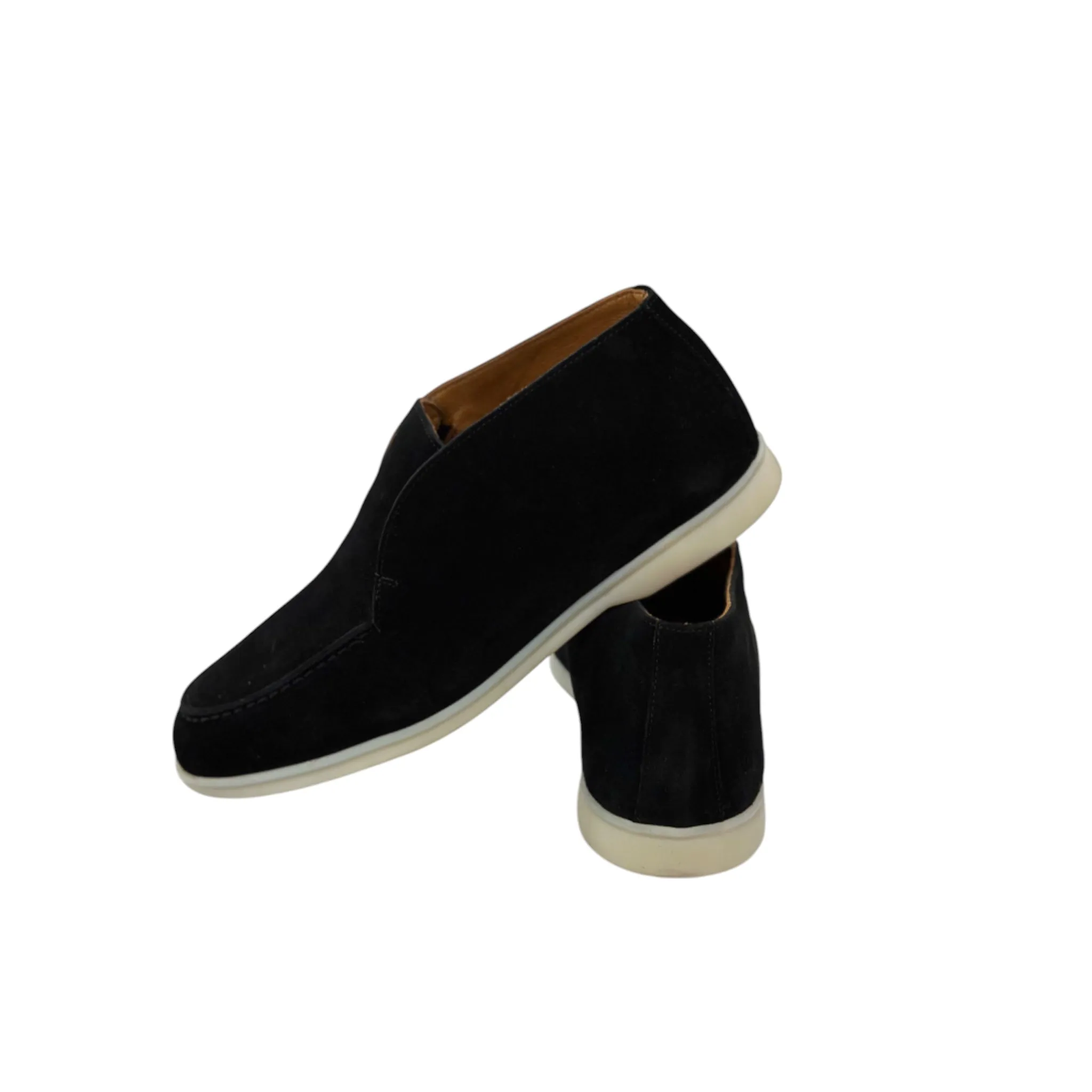 Black Velvet - Ankle Boots with Unique Leather and Rubber Bottom-5514