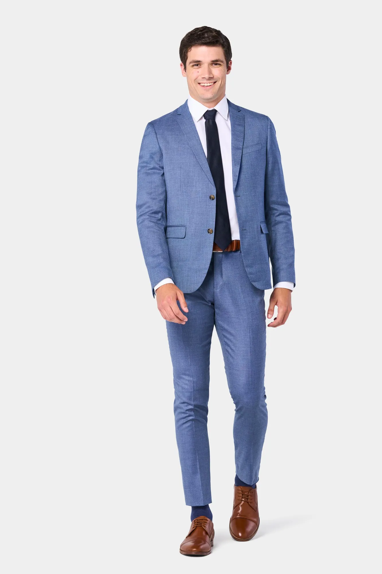 Blue Sharkskin 2 Button Suit