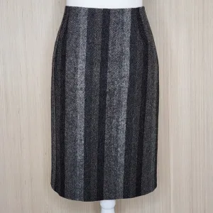 Boden British Tweed by Moon Wool Skirt Black/Gray Herringbone Stripe Women's 10L