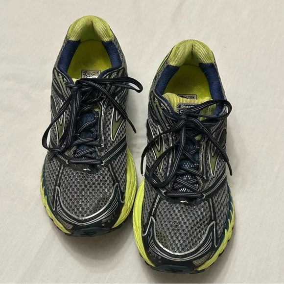 Brooks Ghost 6 Gray, Blue, Neon Green Size 9.5 Mens Running Shoes 110144-1D-292