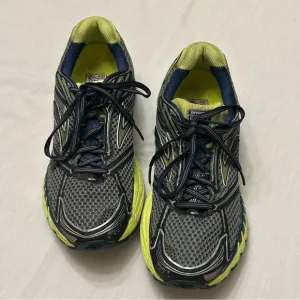 Brooks Ghost 6 Gray, Blue, Neon Green Size 9.5 Mens Running Shoes 110144-1D-292