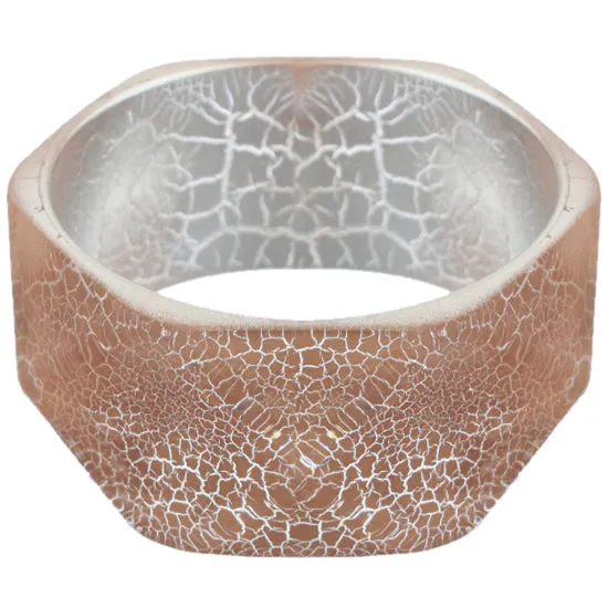 Brown Cracked Texture Hexagon Bangle Bracelet