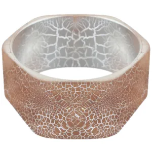 Brown Cracked Texture Hexagon Bangle Bracelet