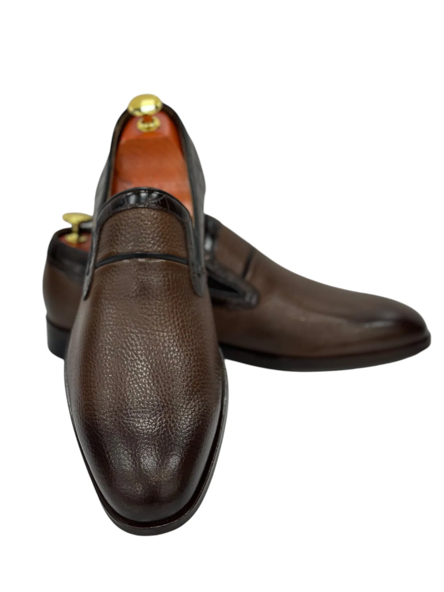 Brown Dress Shoes-Snake Detailed Luxury  Leather-296 5136