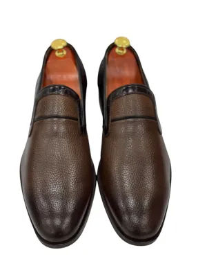 Brown Dress Shoes-Snake Detailed Luxury  Leather-296 5136