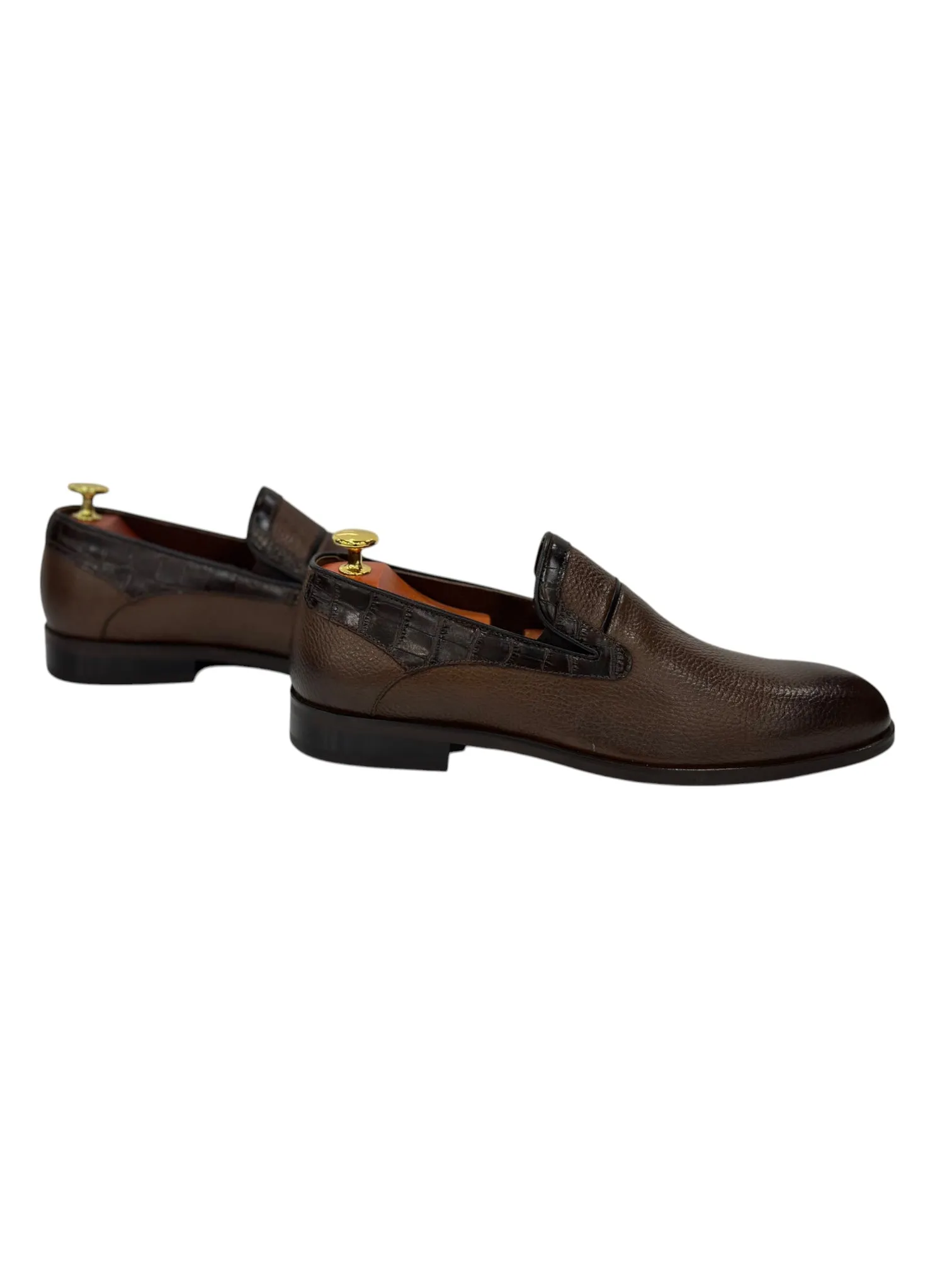 Brown Dress Shoes-Snake Detailed Luxury  Leather-296 5136