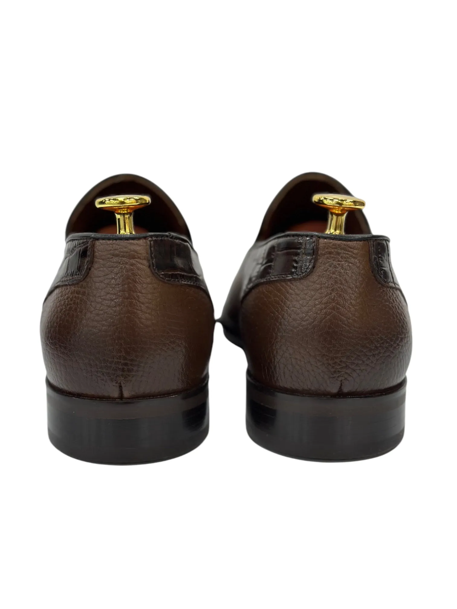 Brown Dress Shoes-Snake Detailed Luxury  Leather-296 5136