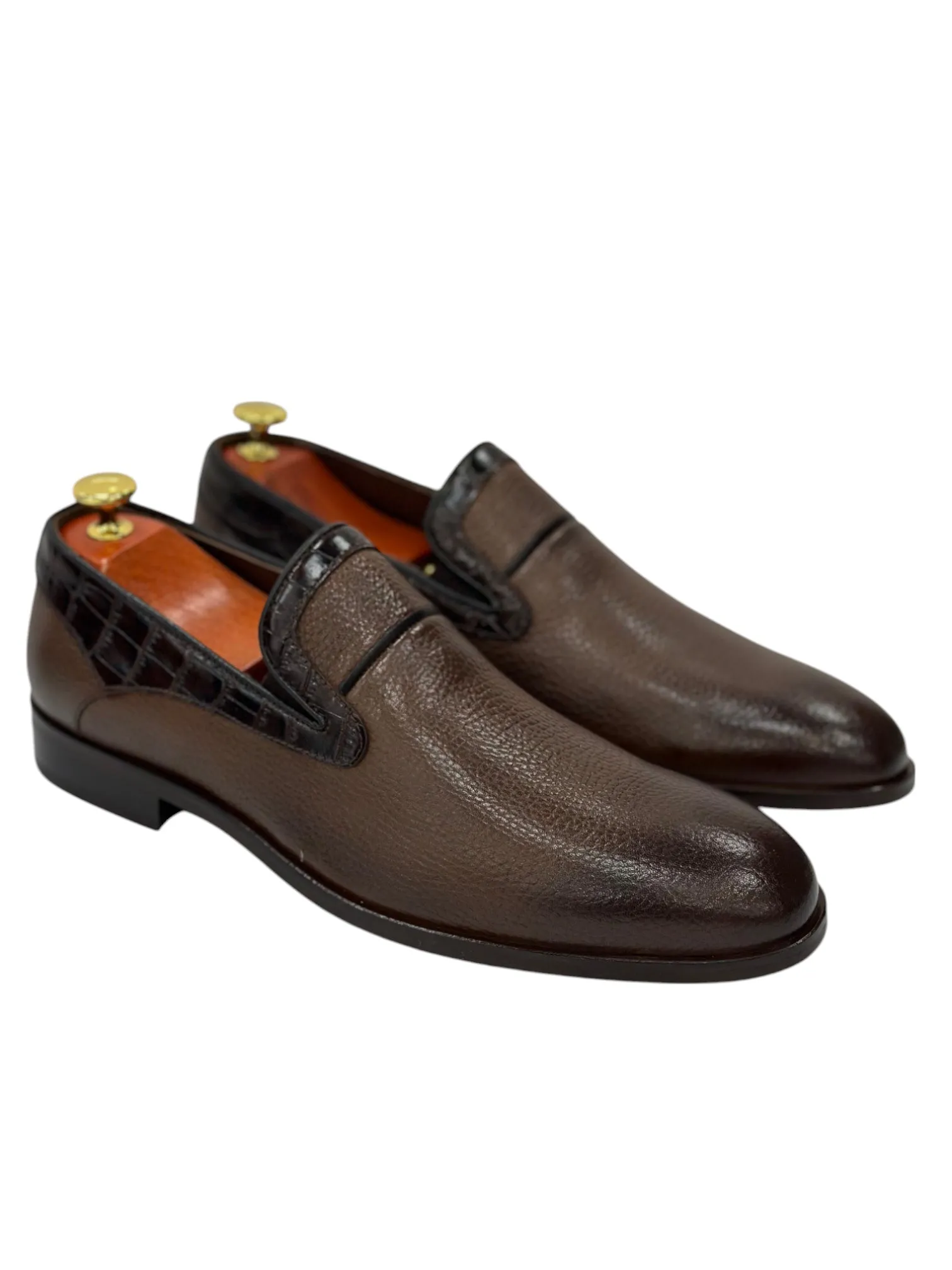 Brown Dress Shoes-Snake Detailed Luxury  Leather-296 5136
